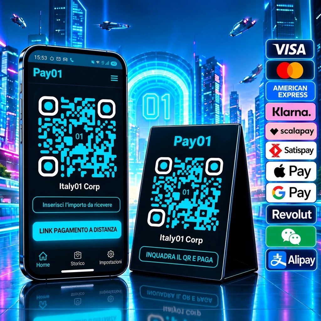 Pay01: payment QR code and link on the phone and on the countertop display