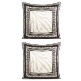 Italy01: Roberto Cavalli Frame Zebrage set of two cushions 40x40 in grey  silk