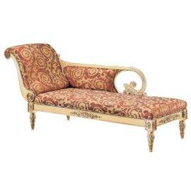 Versace Home Vanitas Love Sofa upholstered in gold/black velvet with  Barocco print and structure with gold leaf finishes