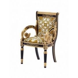 Versace Home Vanitas Love Sofa upholstered in gold/black velvet with  Barocco print and structure with gold leaf finishes